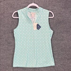 Tommy Bahama Mint & White Geometric Sleeveless Tank